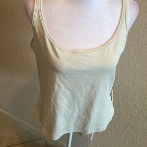Lululemon Women's L Slim Fit Stretch Cotton Tank Top Bone White Casual Basic NWT